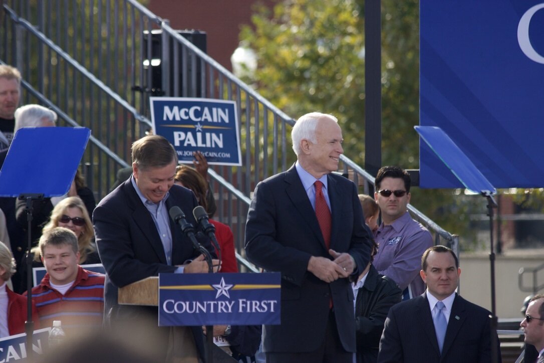 Sen. Graham and Sen. McCain were often teamed up on a variety of endeavors, including McCain's presidential run. (Credit: Timothy R. Butler)